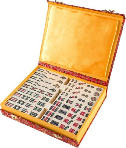 Hey! Play! Chinese Mahjong Game Set with 146 Tiles, Dice, and Ornate Storage Case for Adults, Kids, Boys and Girls in Kuwait