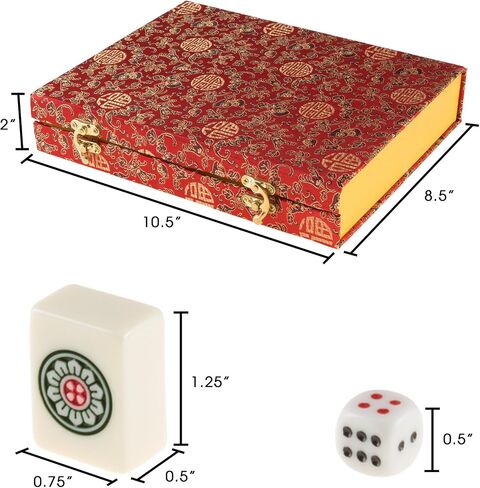 Hey! Play! Chinese Mahjong Game Set with 146 Tiles, Dice, and Ornate Storage Case for Adults, Kids, Boys and Girls in Kuwait