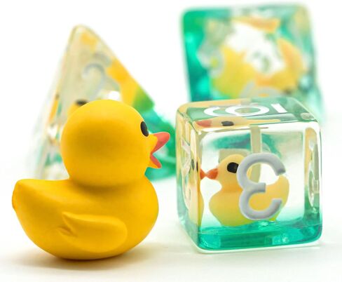Cusdie 7-Die DND Dice, Polyhedral Dice Set Filled with Animal, Animal Dice Set for Role Playing Game Dungeons and Dragons D&D Dice MTG Pathfinder (Yellow Duck) in Kuwait