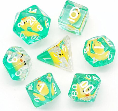 Cusdie 7-Die DND Dice, Polyhedral Dice Set Filled with Animal, Animal Dice Set for Role Playing Game Dungeons and Dragons D&D Dice MTG Pathfinder (Yellow Duck) in Kuwait