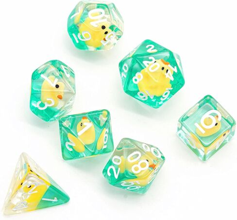 Cusdie 7-Die DND Dice, Polyhedral Dice Set Filled with Animal, Animal Dice Set for Role Playing Game Dungeons and Dragons D&D Dice MTG Pathfinder (Yellow Duck) in Kuwait