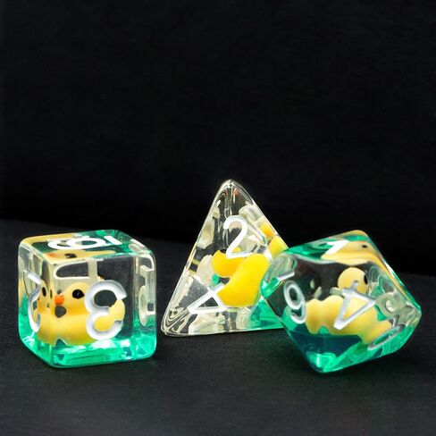 Cusdie 7-Die DND Dice, Polyhedral Dice Set Filled with Animal, Animal Dice Set for Role Playing Game Dungeons and Dragons D&D Dice MTG Pathfinder (Yellow Duck) in Kuwait
