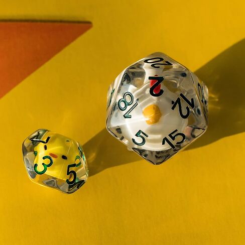 Cusdie 7-Die Dice DND، مجموعة نرد متعدد السطوح مملوءة بالحيوانات، للعب الأدوار الزنزانات والتنينات D&D Dice MTG Pathfinder (البطة الصفراء) in Kuwait