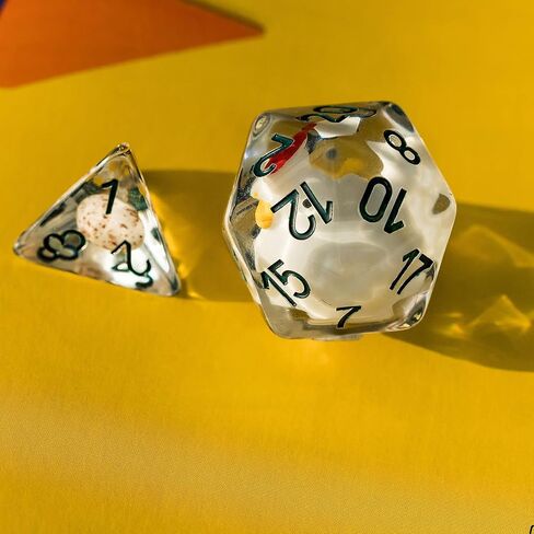 Cusdie 7-Die Dice DND، مجموعة نرد متعدد السطوح مملوءة بالحيوانات، للعب الأدوار الزنزانات والتنينات D&D Dice MTG Pathfinder (البطة الصفراء) in Kuwait