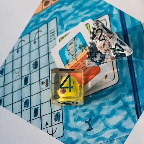 Cusdie 7-Die Dice DND، مجموعة نرد متعدد السطوح مملوءة بالحيوانات، للعب الأدوار الزنزانات والتنينات D&D Dice MTG Pathfinder (البطة الصفراء) in Kuwait