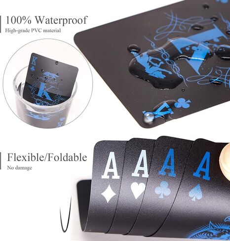 ACELION Waterproof Playing Cards, Deck of Cards, Poker Cards (Black) in Kuwait