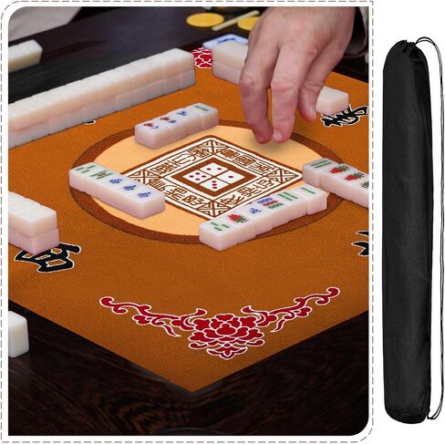 Meooeck Mahjong Mat with Carrying Bag 31.5 Inches Anti Slip Noise Reduction Table Cover Slip Resistant Mat for Mahjong, Poker, Card Games, Board Games, Tile Game, and Dominoes in Saudi Arabia