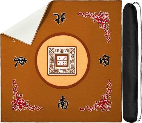 Meooeck Mahjong Mat with Carrying Bag 31.5 Inches Anti Slip Noise Reduction Table Cover Slip Resistant Mat for Mahjong, Poker, Card Games, Board Games, Tile Game, and Dominoes in Saudi Arabia