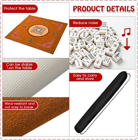 Meooeck Mahjong Mat with Carrying Bag 31.5 Inches Anti Slip Noise Reduction Table Cover Slip Resistant Mat for Mahjong, Poker, Card Games, Board Games, Tile Game, and Dominoes in Saudi Arabia