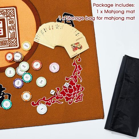 Meooeck Mahjong Mat with Carrying Bag 31.5 Inches Anti Slip Noise Reduction Table Cover Slip Resistant Mat for Mahjong, Poker, Card Games, Board Games, Tile Game, and Dominoes in Saudi Arabia