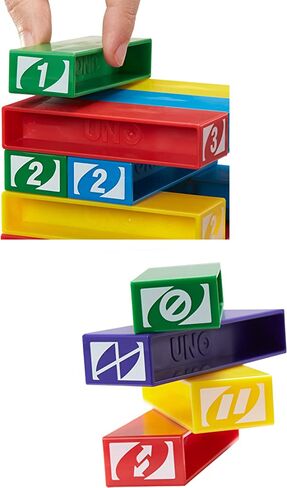 Mattel Games UNO StackoGame for Kids and Family with 45 Colored Stacking Blocks, Loading Tray and Instructions, Makes a Great Gift for 7 Year Olds and Up (43535) in Kuwait