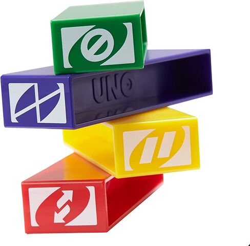 Mattel Games UNO StackoGame for Kids and Family with 45 Colored Stacking Blocks, Loading Tray and Instructions, Makes a Great Gift for 7 Year Olds and Up (43535) in Kuwait