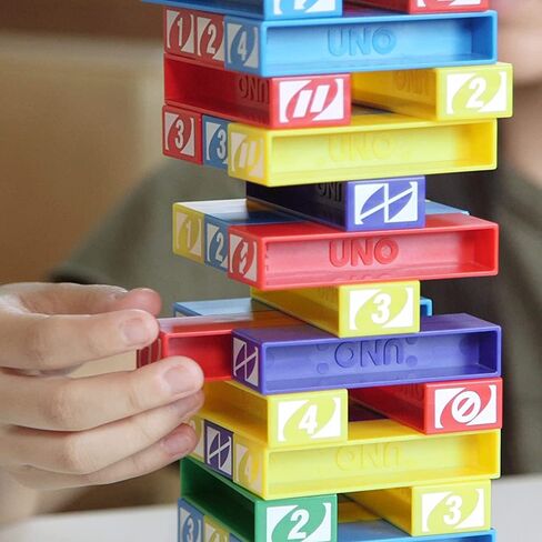 Mattel Games UNO StackoGame for Kids and Family with 45 Colored Stacking Blocks, Loading Tray and Instructions, Makes a Great Gift for 7 Year Olds and Up (43535) in Kuwait