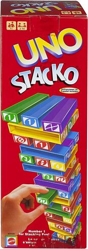 Mattel Games UNO StackoGame for Kids and Family with 45 Colored Stacking Blocks, Loading Tray and Instructions, Makes a Great Gift for 7 Year Olds and Up (43535) in Kuwait