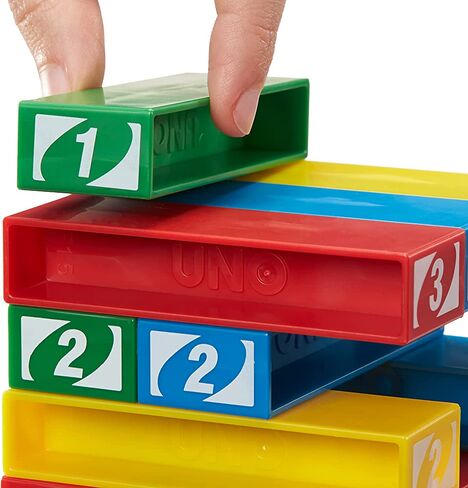 Mattel Games UNO StackoGame for Kids and Family with 45 Colored Stacking Blocks, Loading Tray and Instructions, Makes a Great Gift for 7 Year Olds and Up (43535) in Kuwait
