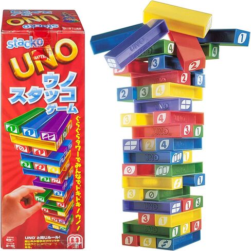 Mattel Games UNO StackoGame for Kids and Family with 45 Colored Stacking Blocks, Loading Tray and Instructions, Makes a Great Gift for 7 Year Olds and Up (43535) in Kuwait