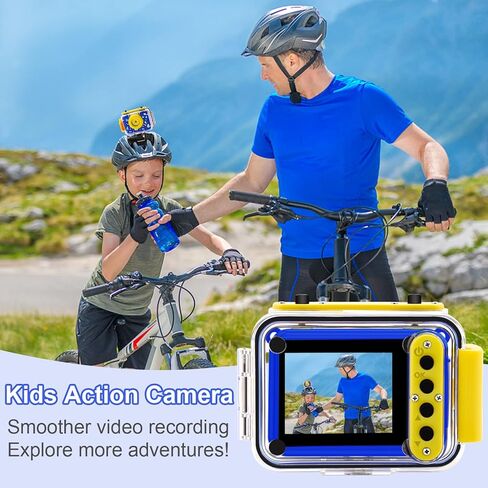 كاميرا GKTZ Kids المقاومة للماء - كاميرا رقمية للأطفال قابلة للدوران 180 بكسل بدقة 1080 بكسل عالية الدقة تحت الماء مع بطاقة SD سعة 32 جيجابايت، ألعاب هدايا عيد ميلاد للفتيات من سن 3 إلى 14 عامًا in Kuwait