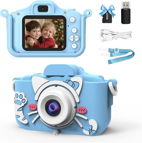Kids Camera Toys for 3-9 Year Old Boys Girls, Children HD Selfie Digital Video Camera for Toddler, Perfect Christmas Halloween Birthday Gift with 32GB SD Card for Age 3 4 5 6 7 8 9（Blue） in Saudi Arabia