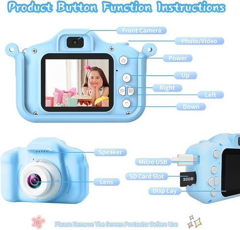 Kids Camera Toys for 3-9 Year Old Boys Girls, Children HD Selfie Digital Video Camera for Toddler, Perfect Christmas Halloween Birthday Gift with 32GB SD Card for Age 3 4 5 6 7 8 9（Blue） in Saudi Arabia