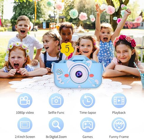 Kids Camera Toys for 3-9 Year Old Boys Girls, Children HD Selfie Digital Video Camera for Toddler, Perfect Christmas Halloween Birthday Gift with 32GB SD Card for Age 3 4 5 6 7 8 9（Blue） in Saudi Arabia
