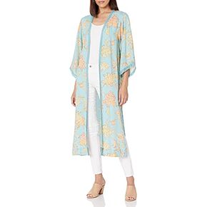 Jessica Simpson Women's Holly Chic Lace Trim 3/4 Sleeve Duster