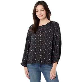 بلوزة نسائية بأكمام طويلة وأزرار سفلية مطبوعة من Lucky Brand in Kuwait