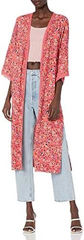 Jessica Simpson Women's Holly Chic Lace Trim 3/4 Sleeve Duster in Kuwait