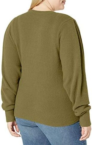 The Drop Women's Edith Pleated Shoulder V-neck Sweater in Saudi Arabia