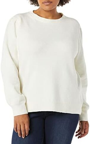 Amazon Essentials Women's Soft Touch Pleated Shoulder Crewneck Sweater in Kuwait