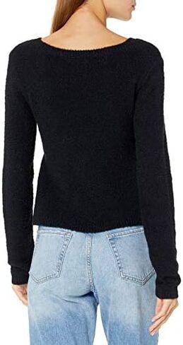 The Drop Women's Eloise Long Sleeve Twist Front Cozy Cropped Sweater in Saudi Arabia
