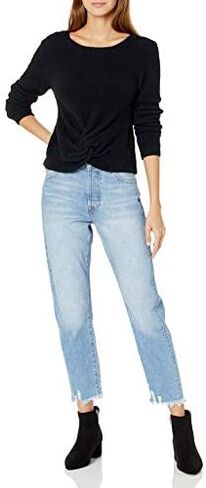 The Drop Women's Eloise Long Sleeve Twist Front Cozy Cropped Sweater in Saudi Arabia