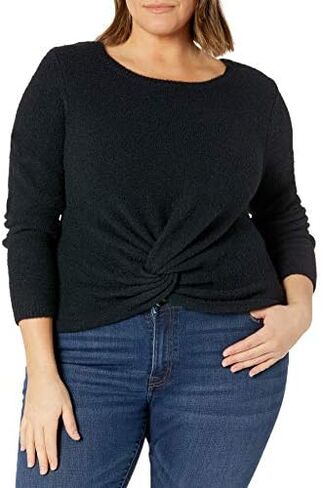 The Drop Women's Eloise Long Sleeve Twist Front Cozy Cropped Sweater in Saudi Arabia