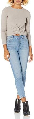 The Drop Women's Eloise Long Sleeve Twist Front Cozy Cropped Sweater in Saudi Arabia