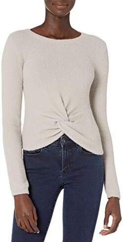 The Drop Women's Eloise Long Sleeve Twist Front Cozy Cropped Sweater in Saudi Arabia