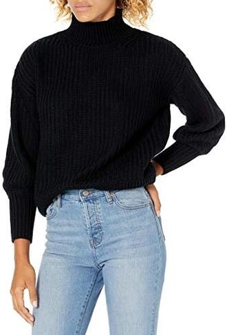 The Drop Women's INES Chunky Rib Mock-Neck Sweater in Kuwait