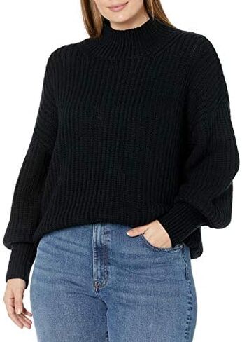 The Drop Women's INES Chunky Rib Mock-Neck Sweater in Kuwait