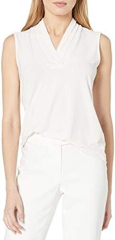 Anne Klein Women's Solid Triple Pleat Top in Saudi Arabia