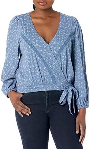 Lucky Brand Women's Long Sleeve Printed Surplice Wrap Top in Saudi Arabia