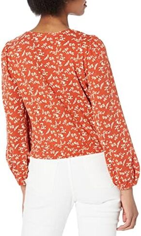 Lucky Brand Women's Long Sleeve Printed Surplice Wrap Top in Saudi Arabia