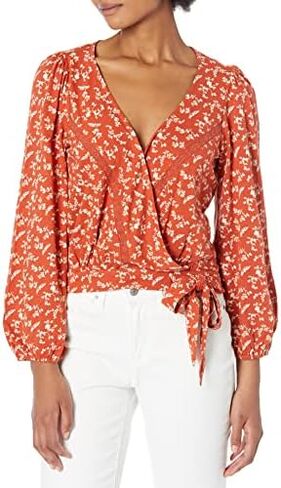 Lucky Brand Women's Long Sleeve Printed Surplice Wrap Top in Saudi Arabia