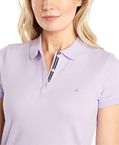 Nautica Women's 3-Button Short Sleeve Breathable 100% Cotton Polo Shirt in Saudi Arabia