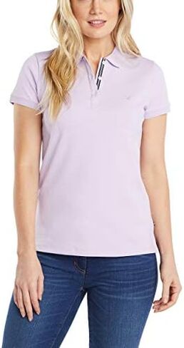 Nautica Women's 3-Button Short Sleeve Breathable 100% Cotton Polo Shirt in Saudi Arabia
