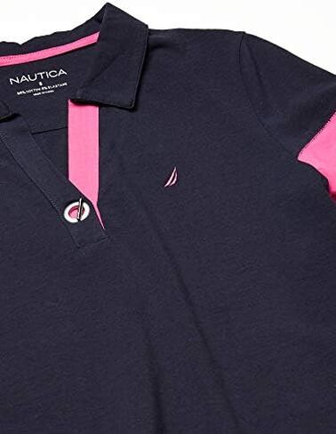 Nautica Women's Toggle Accent Short Sleeve Soft Stretch Cotton Polo Shirt in Saudi Arabia