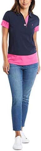 Nautica Women's Toggle Accent Short Sleeve Soft Stretch Cotton Polo Shirt in Saudi Arabia