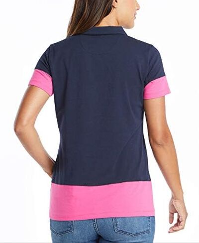 Nautica Women's Toggle Accent Short Sleeve Soft Stretch Cotton Polo Shirt in Saudi Arabia