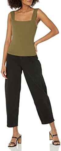 The Drop Women's Jody Square Neck Cropped Fitted Rib Knit Tank Top in Kuwait