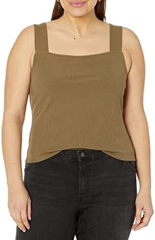 The Drop Women's Jody Square Neck Cropped Fitted Rib Knit Tank Top in Kuwait