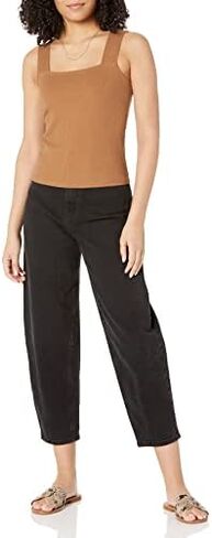 The Drop Women's Jody Square Neck Cropped Fitted Rib Knit Tank Top in Kuwait