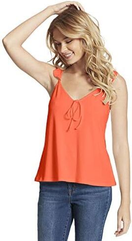 Jessica Simpson Women's Piper Dainty Ruffle Strap Rib Tank Top in Kuwait