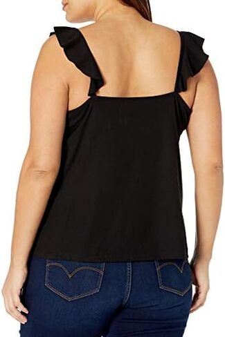 Jessica Simpson Women's Piper Dainty Ruffle Strap Rib Tank Top in Kuwait